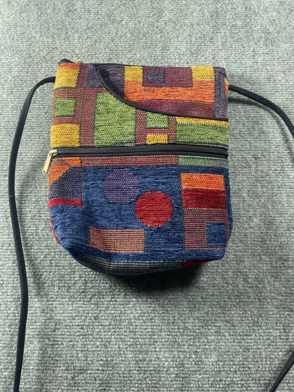 Multicolor Geometric Tapestry Crossbody Bag - Casual Everyday Style‎